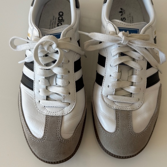 Adidas Classic White Leather Black Striped Samba Gum Sole Mens Sneakers 7 1/2 - Picture 4 of 11